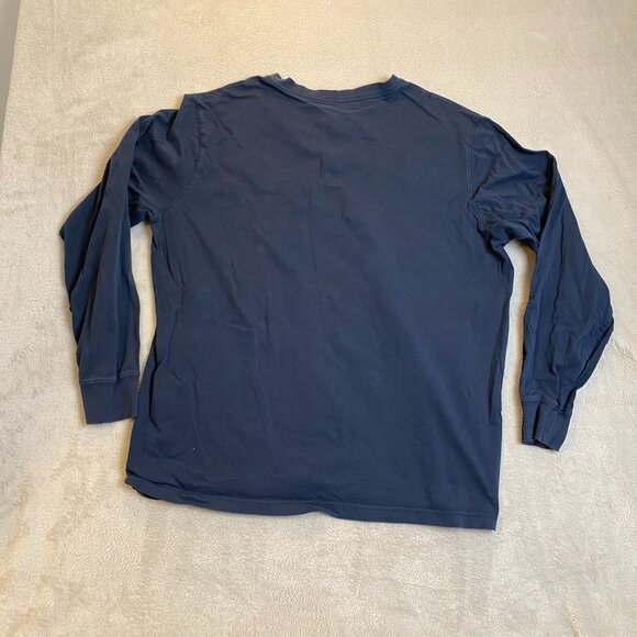 Lands End Men's Henley Shirt XL Navy Blue Super-T Long Sleeve Cotton Blend - Picture 7 of 8